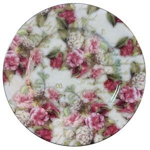 Vintage Bone China Pink Rose Plate Gold Rim 8 Inch